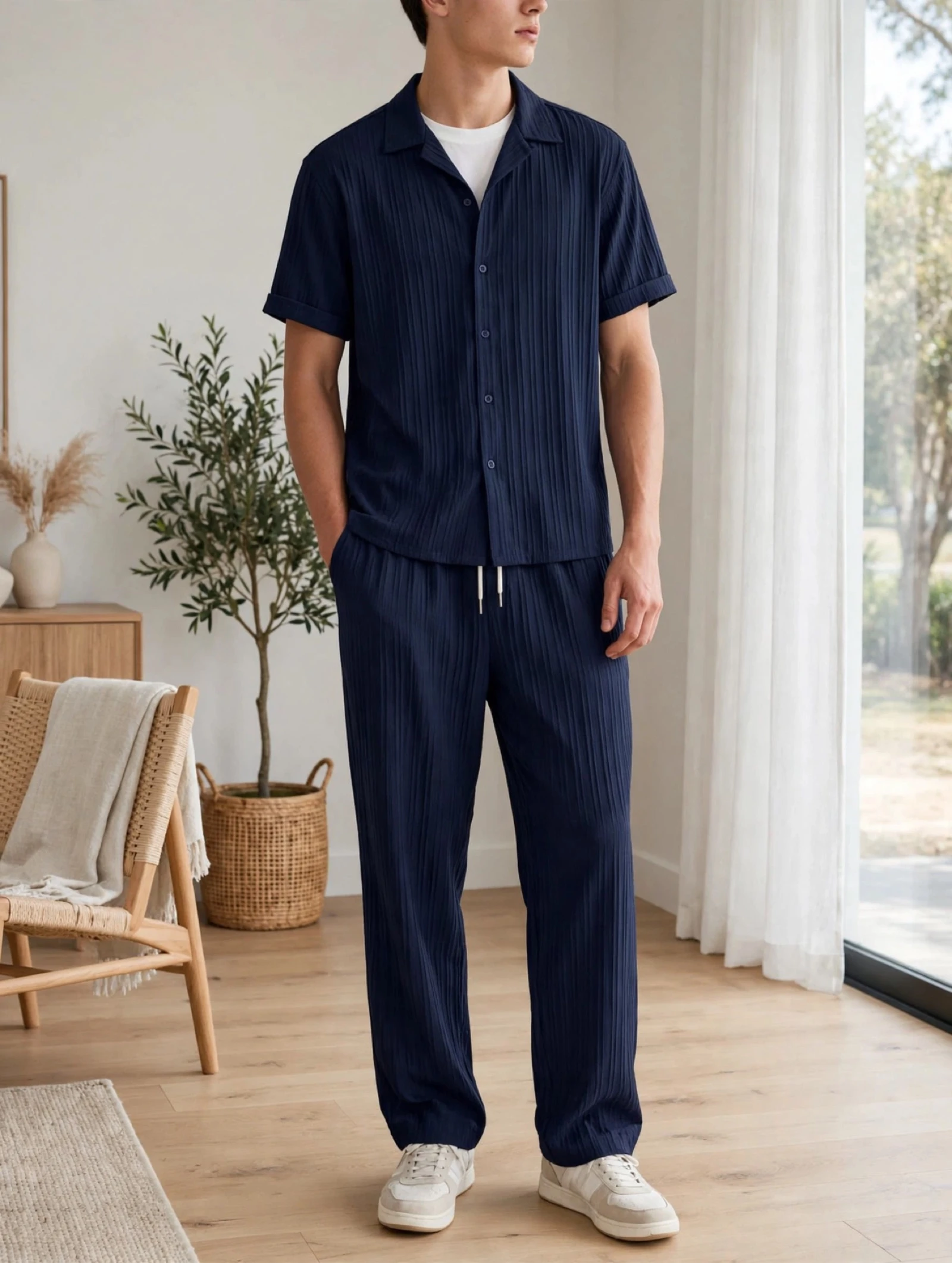 Heren zomerset navy blauw | shirt + broek | NIEUW  – photo 3